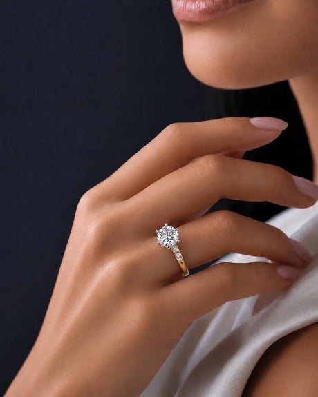 Dakota – Natural Round Diamond Two-Tone Six-Prong Engagement Ring