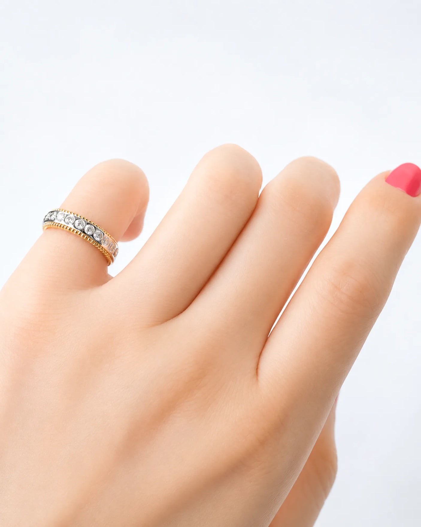 Two Tone Wedding Band Women's with Diamonds