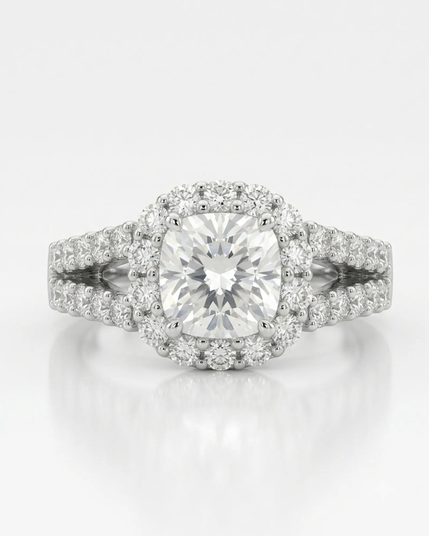 Erica • 2-carat Cushion Moissanite Ring in White Gold
