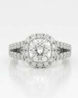 Erica • 2-carat Cushion Moissanite Ring in White Gold