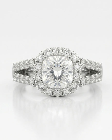 Erica • 2-carat Cushion Moissanite Ring in White Gold