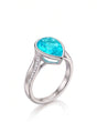White gold view of Aveline Vow Pear Paraiba Tourmaline diamond bypass setting | SARATTI