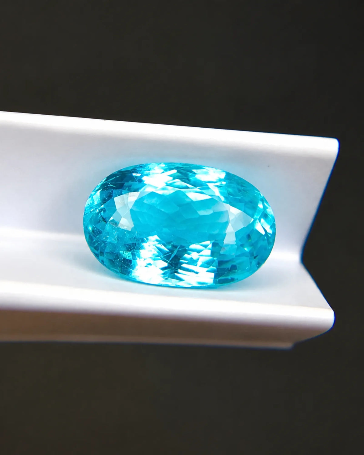 2.68ct Natural Neon Blue Tourmaline oval gemstone alternate angle view | SARATTI