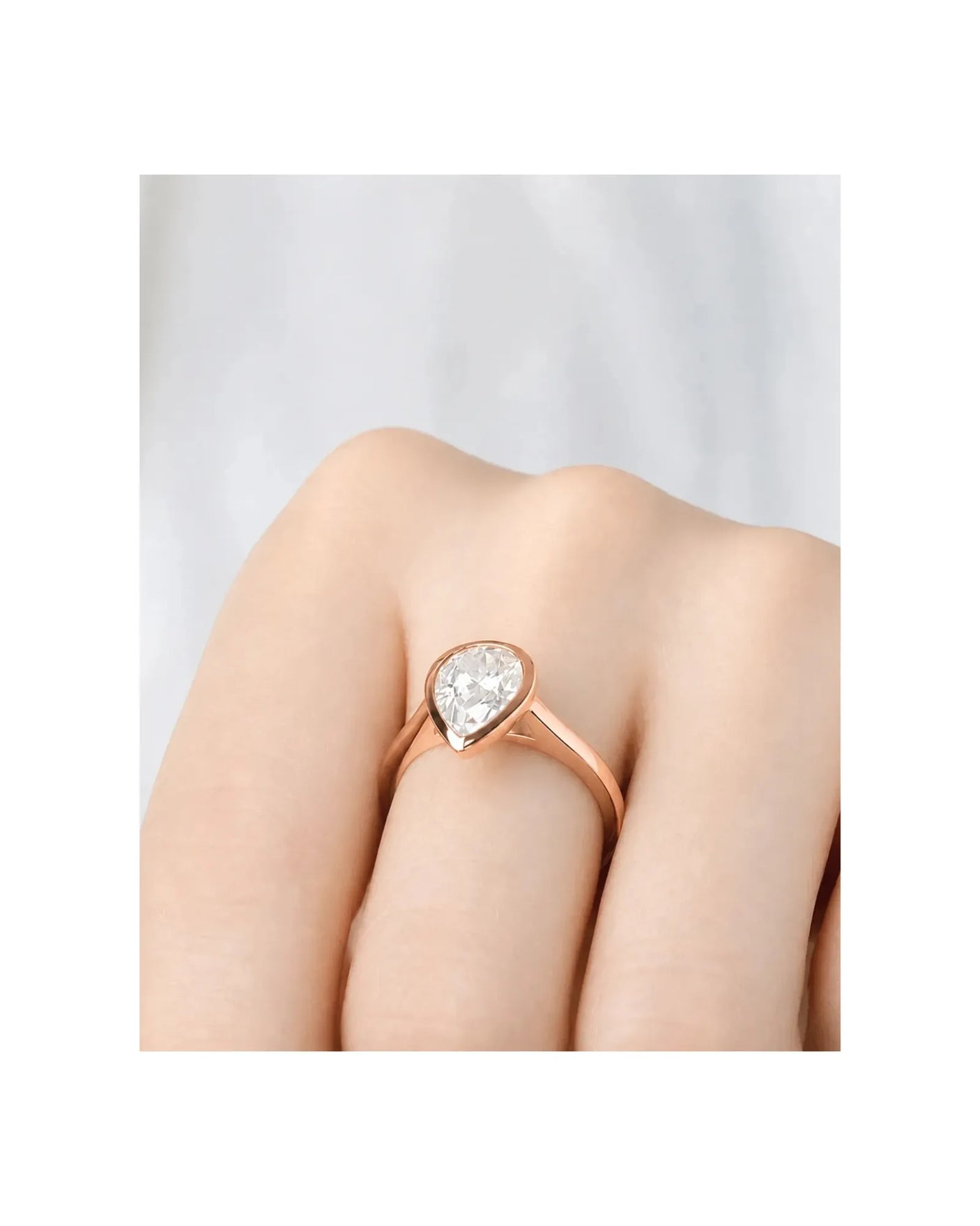 Aurelia's Embrace – Natural Pear-Cut Diamond Bezel Ring