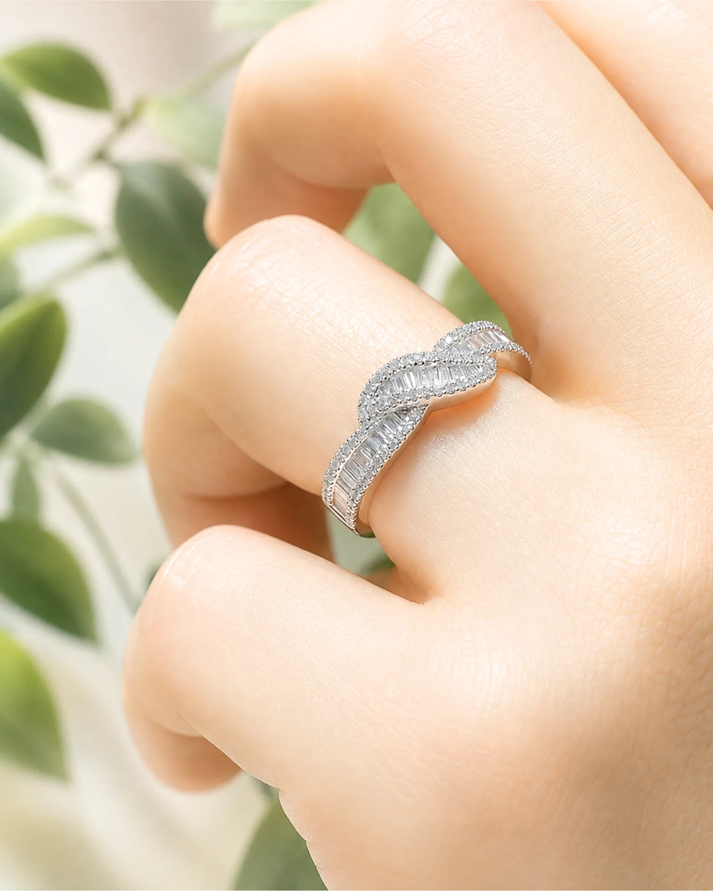 Baguette Eternity Band with Diamonds in White Gold