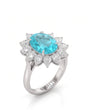 White gold view of ASTRA II Oval Paraiba Tourmaline cluster-shoulder solitaire setting | SARATTI