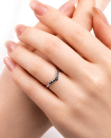 Black Diamond Curved Band in 18K Yellow Gold