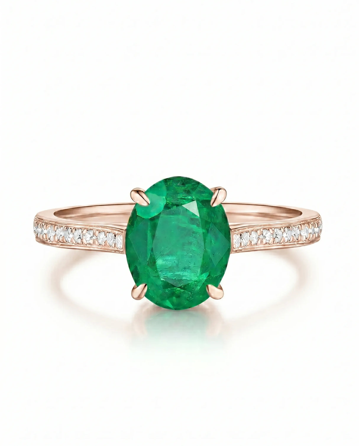 2 carat natural emerald ring in 18K rose gold | SARATTI
