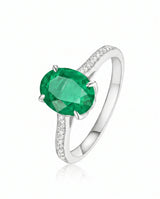 2 carat natural emerald ring in 18K white gold | SARATTI
