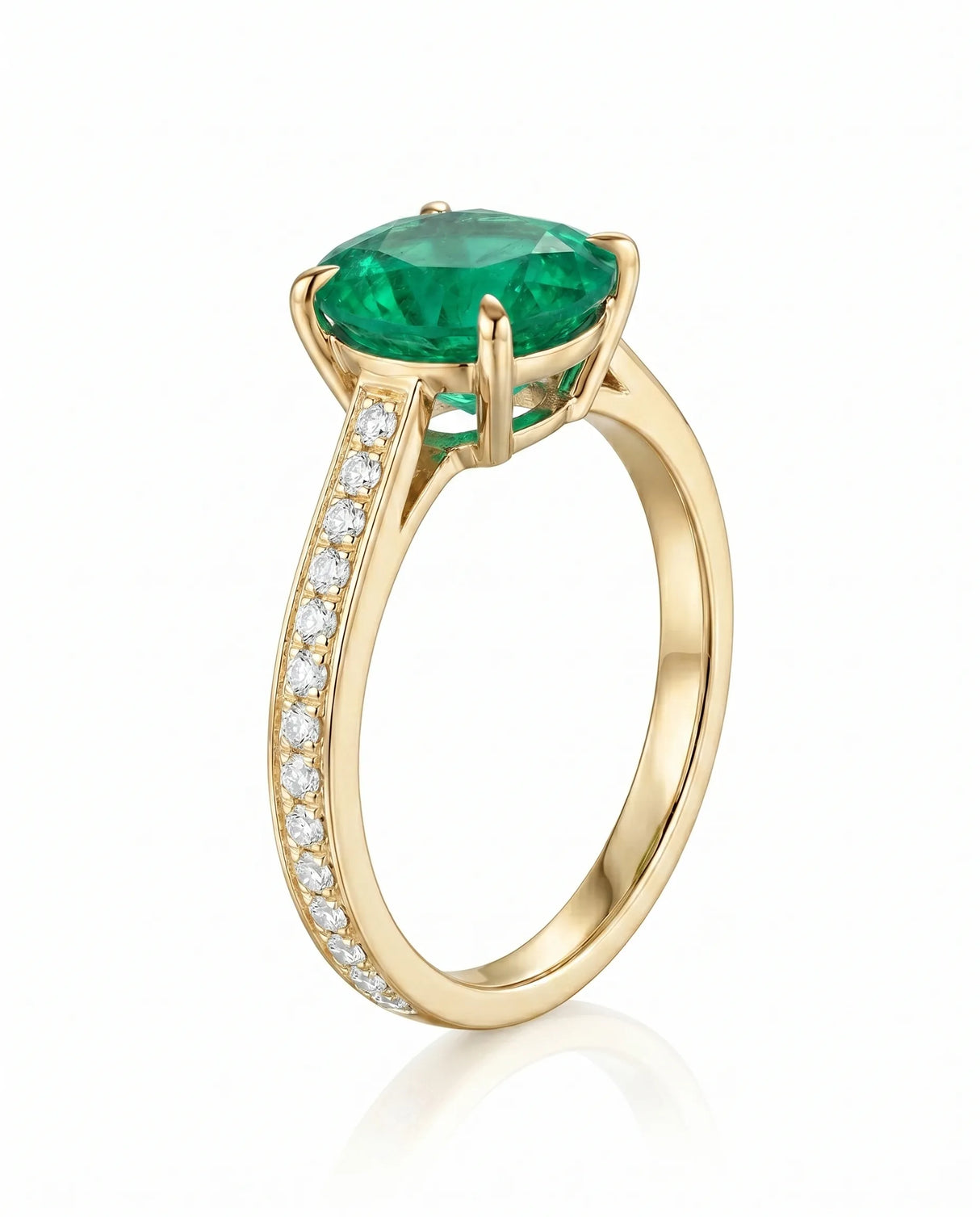 2 carat natural emerald ring in 18K yellow gold | SARATTI
