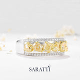 Platinum Ring with yellow stones on floral background | SARATTI