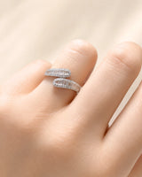 Baguette and Round Diamond Band in White Gold