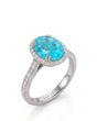White gold view of Solenne Halo Oval Paraiba Tourmaline diamond halo setting | SARATTI