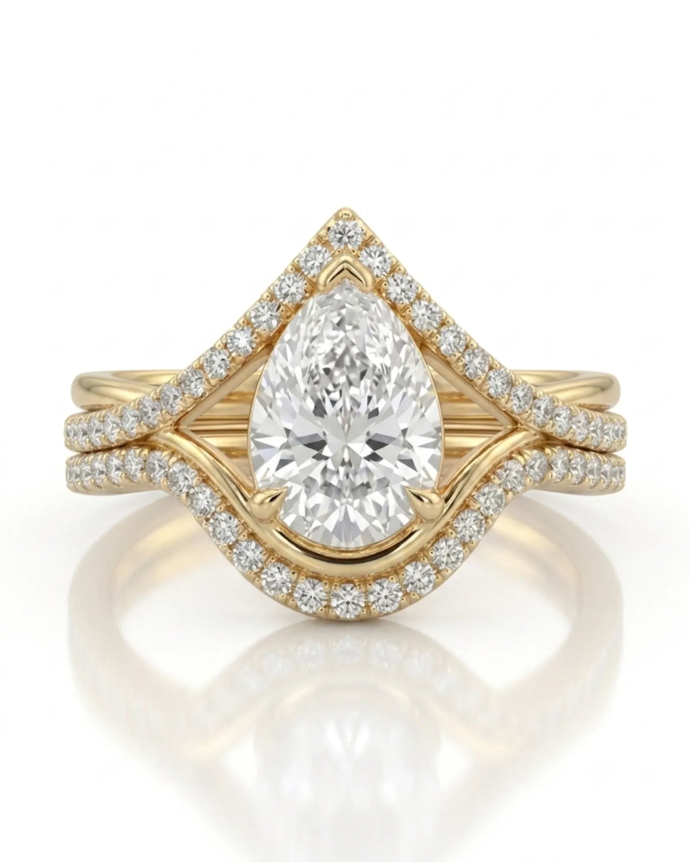 Amara • Pear-Cut Moissanite Bridal Set in Platinum