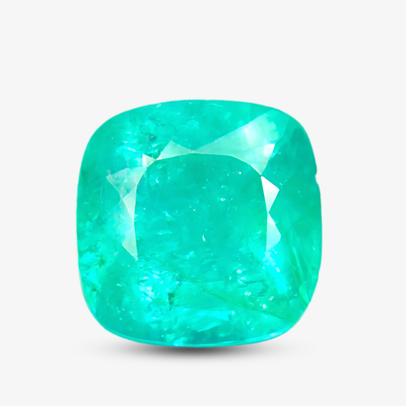 3.07 carat Natural neon greenish blue Paraiba tourmaline cushion faceted loose gemstone | SARATTI