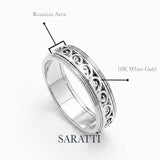Vintage mens wedding band vintage inspired textured design in 18K white gold | SARATTI