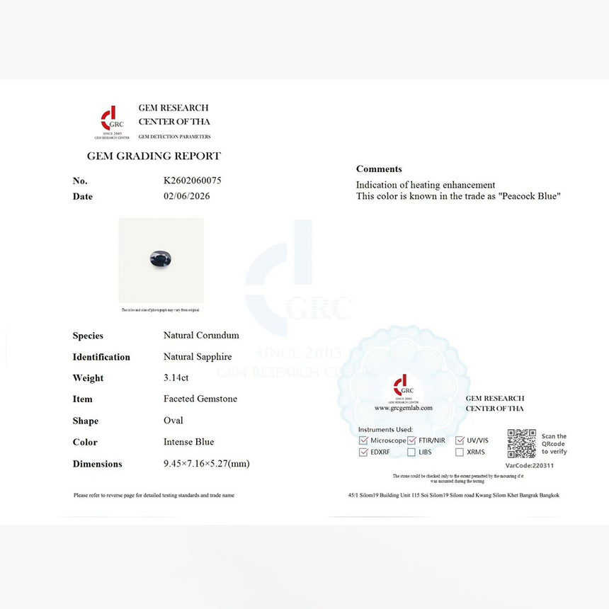 3.14 carat Natural sapphire oval faceted gemstone loose | SARATTI  