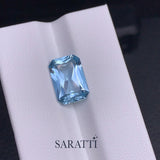 3.45 carat deep blue aquamarine gemstone octagonal shape
