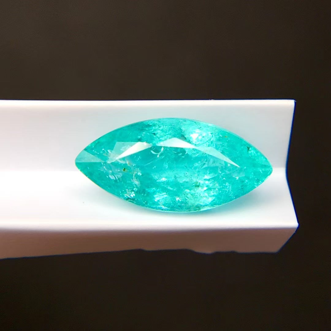 3.46ct neon blue paraiba type tourmaline loose gemstone clean background | SARATTI