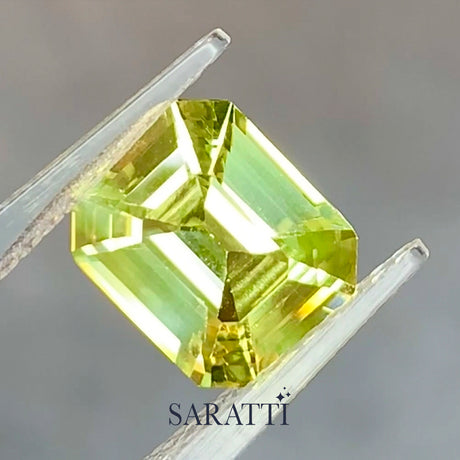 3.52 carat Natural canary yellow chrysoberyl octagonal loose gemstone | SARATTI
