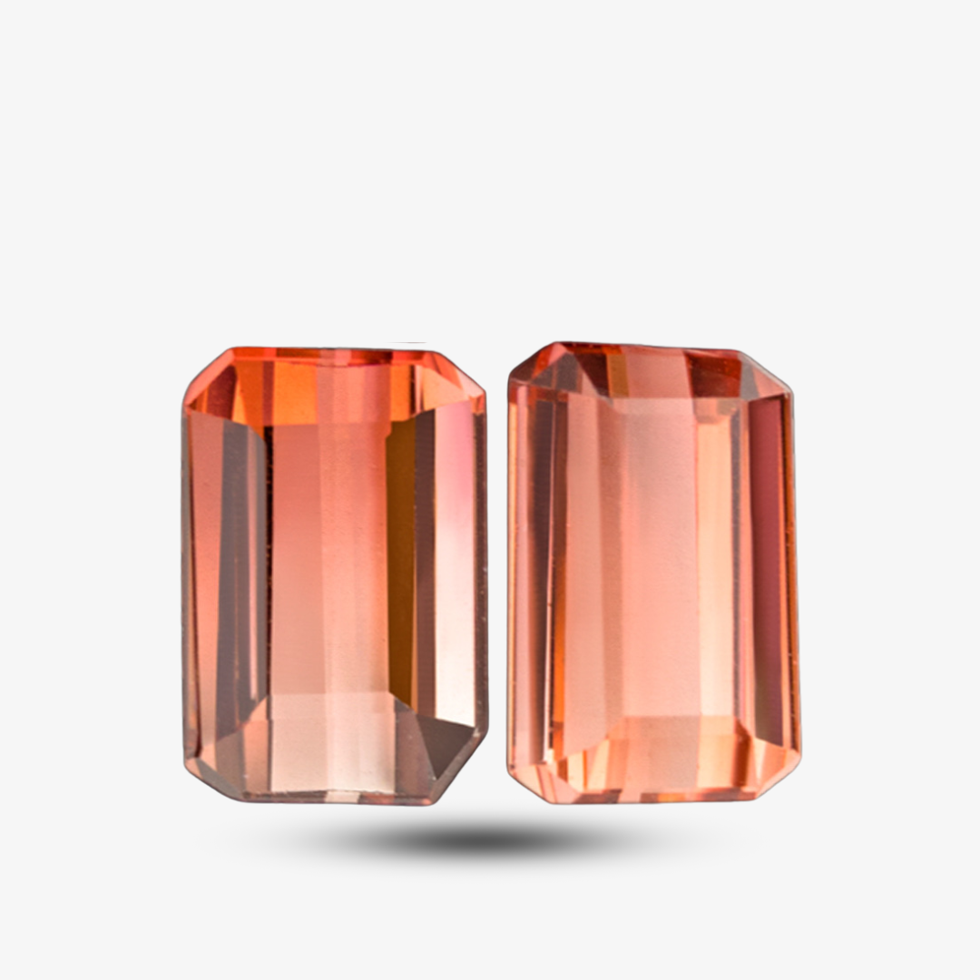 3.59 carats Bi Color Natural Toumalines Pair 13 x 8.1 mm