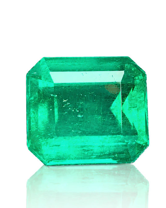 3.60ct Natural Colombian Emerald main view in Vivid to Intense Green | SARATTI