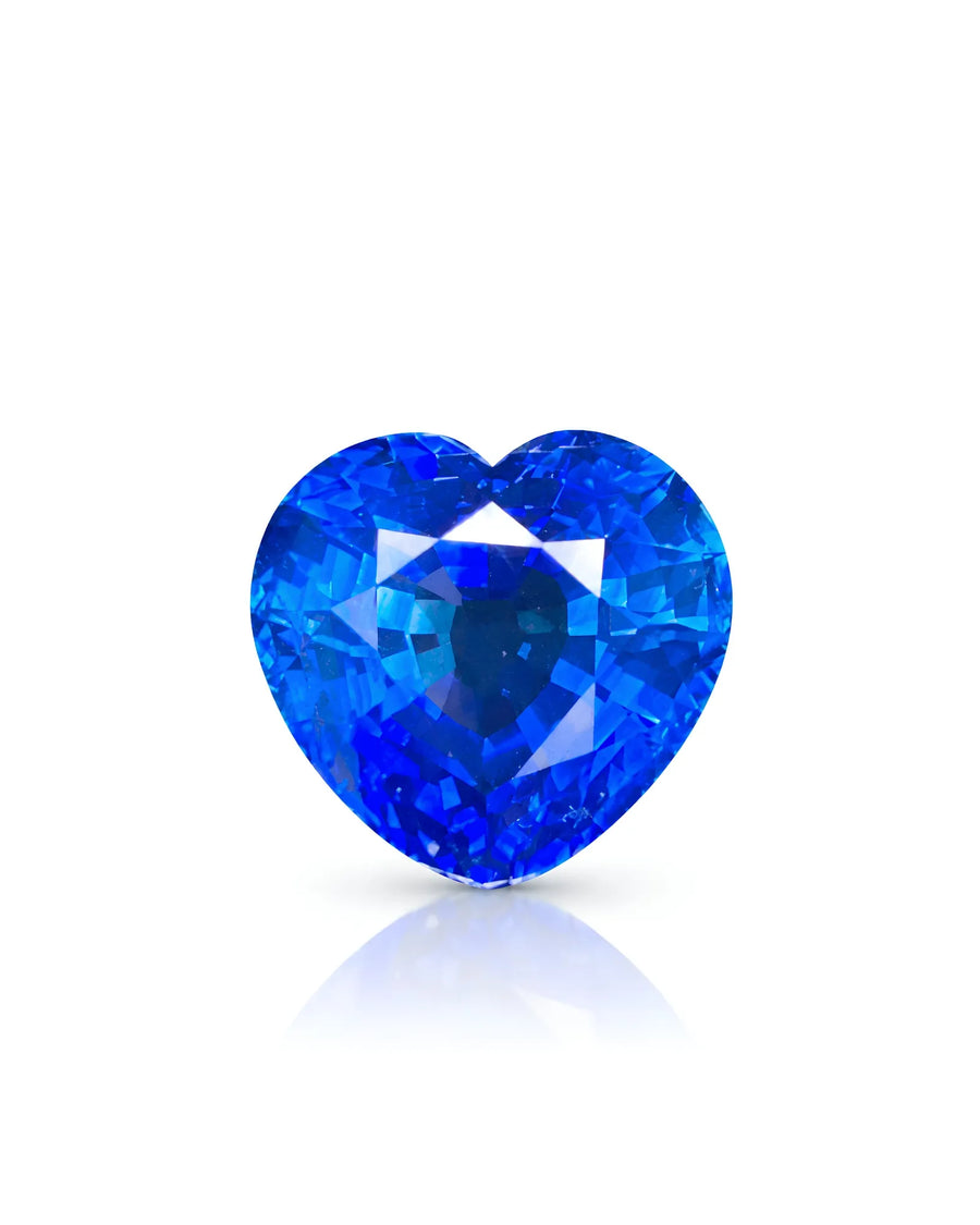 3.60ct Natural Royal Blue Sapphire Heart loose gemstone front view | SARATTI