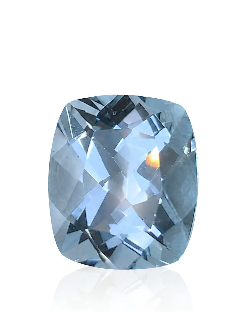 3.75ct Natural Santa Maria Aquamarine cushion front view | SARATTI