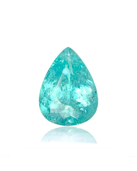 3.80ct natural Paraiba tourmaline pear cut neon greenish blue | SARATTI
