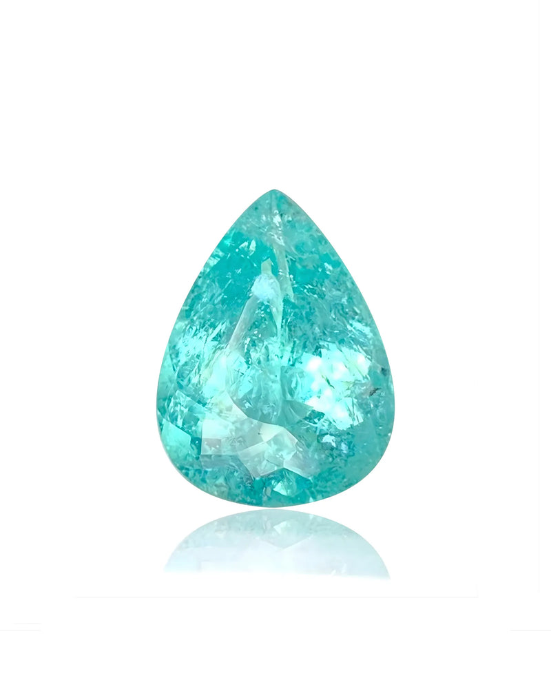 3.80ct natural Paraiba tourmaline pear cut neon greenish blue | SARATTI
