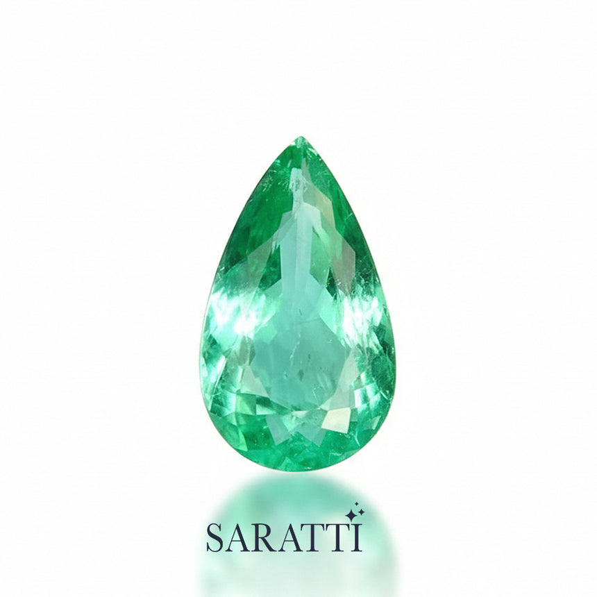 3.88 Carat Pear Cut Neon Bluish Green Tourmaline Gemstone