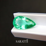 3.88 Carat Pear Shape Tourmaline Neon Bluish Green