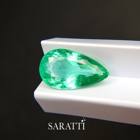 3.88 Carat Pear Shape Tourmaline Neon Bluish Green