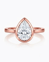 Aurelia's Embrace – Natural Pear-Cut Diamond Bezel Ring