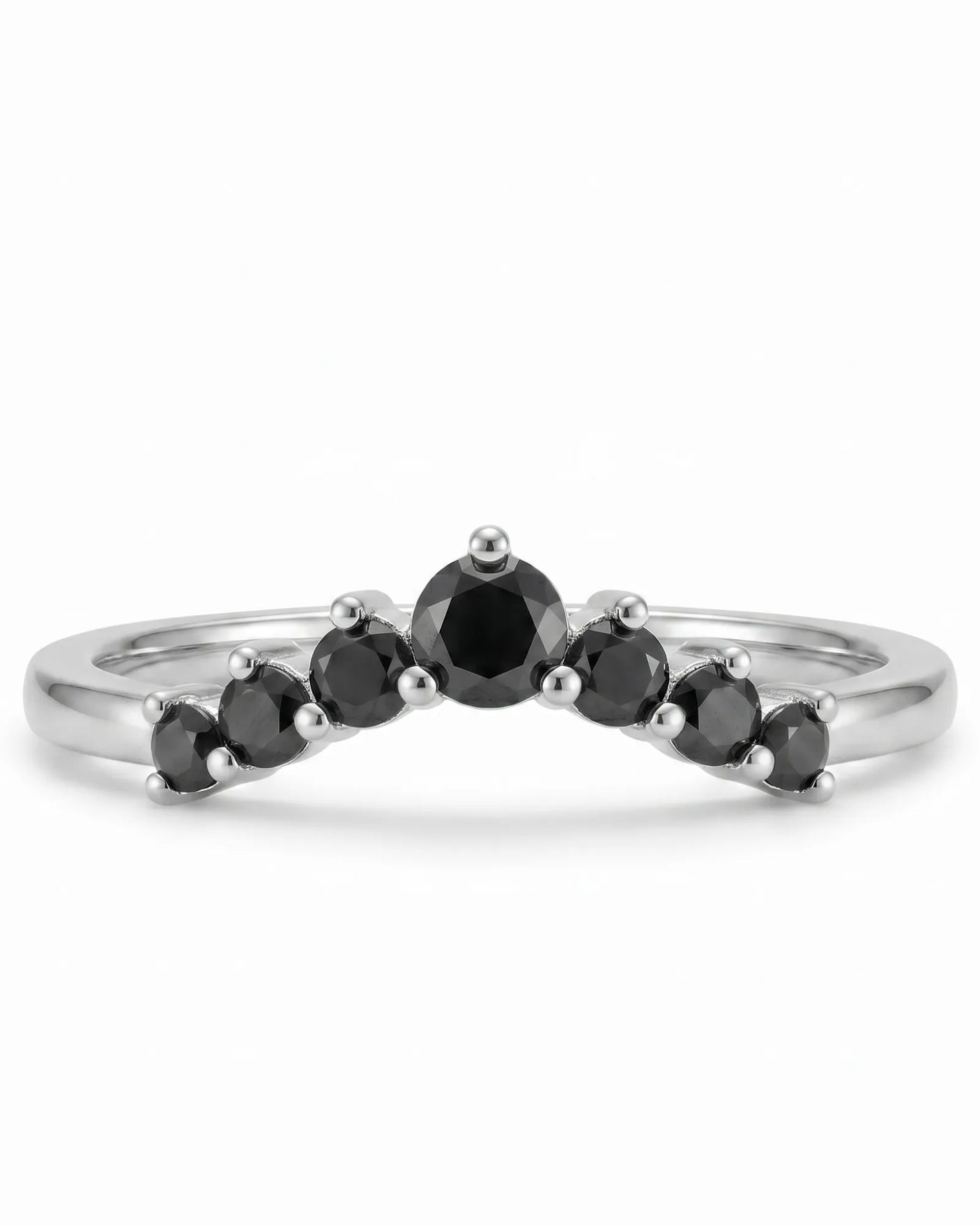 Black Diamond Curved Band in 18K Yellow Gold