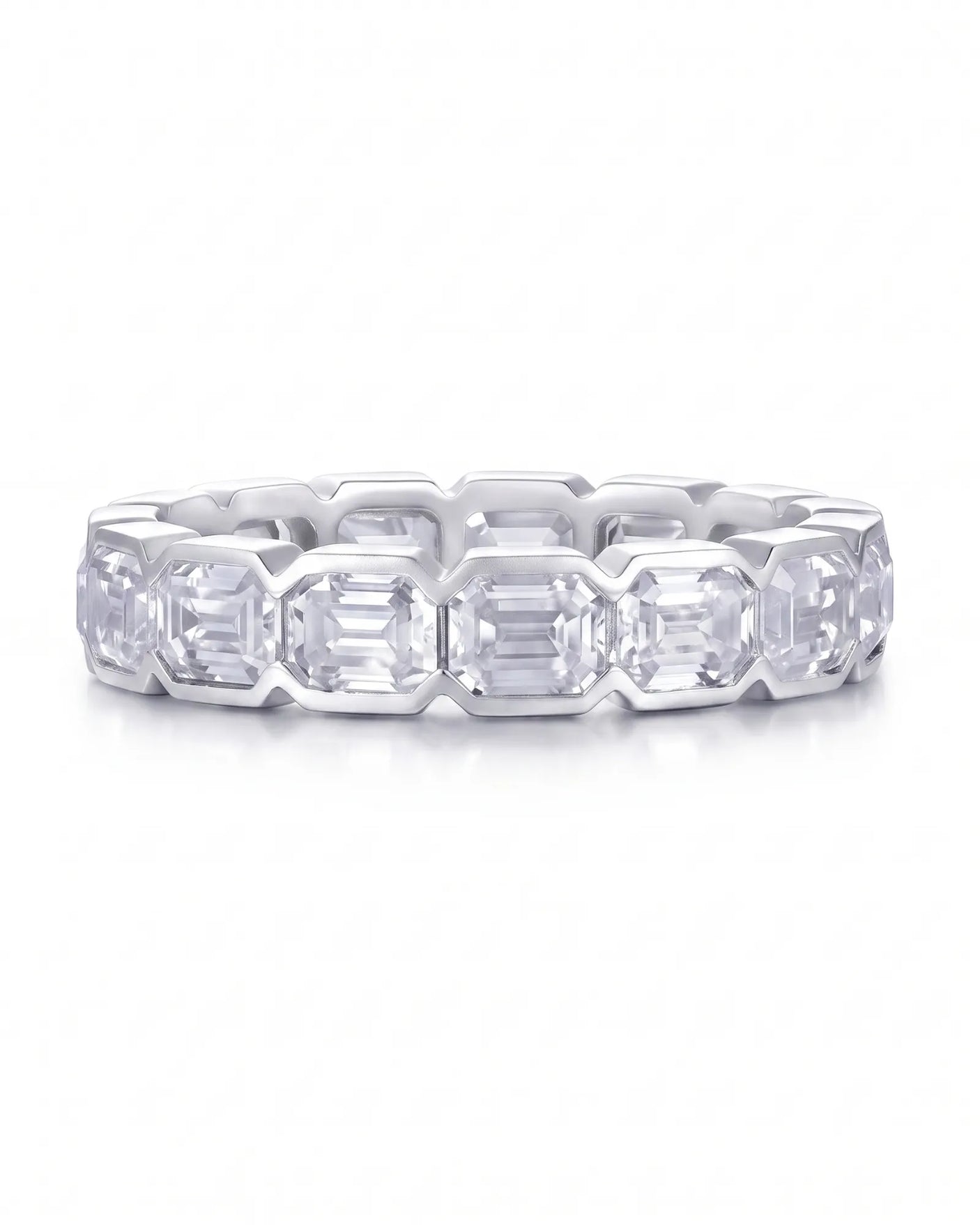 Emerald Cut Diamond Eternity Band in White Gold