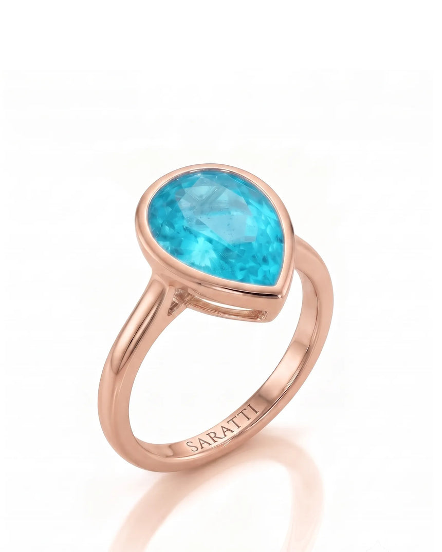 AUREX Pear Paraiba Tourmaline bezel setting in rose gold