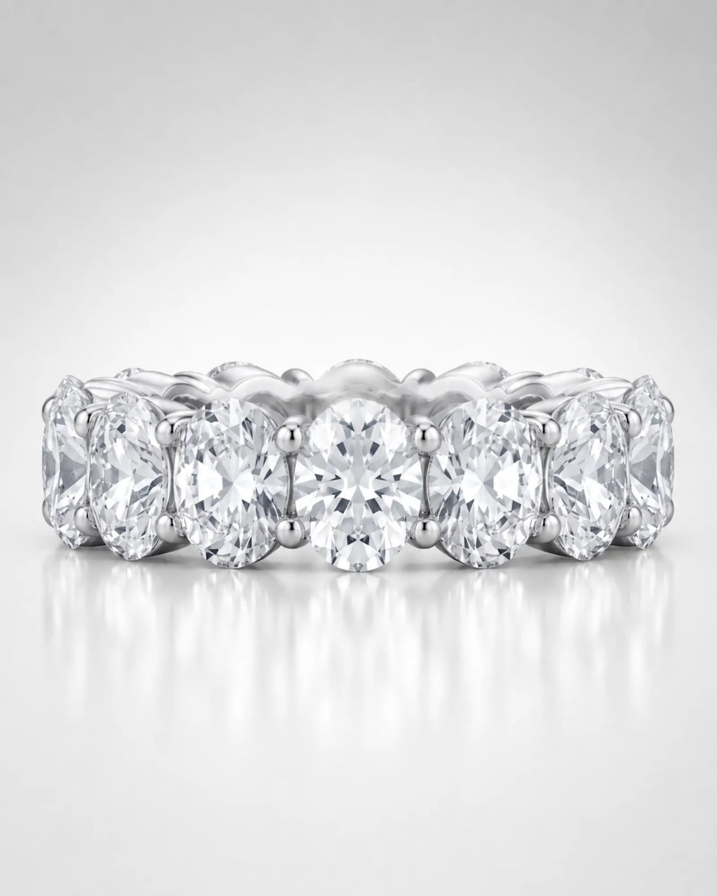 Thick Oval Diamond Wedding Bands 14 carats