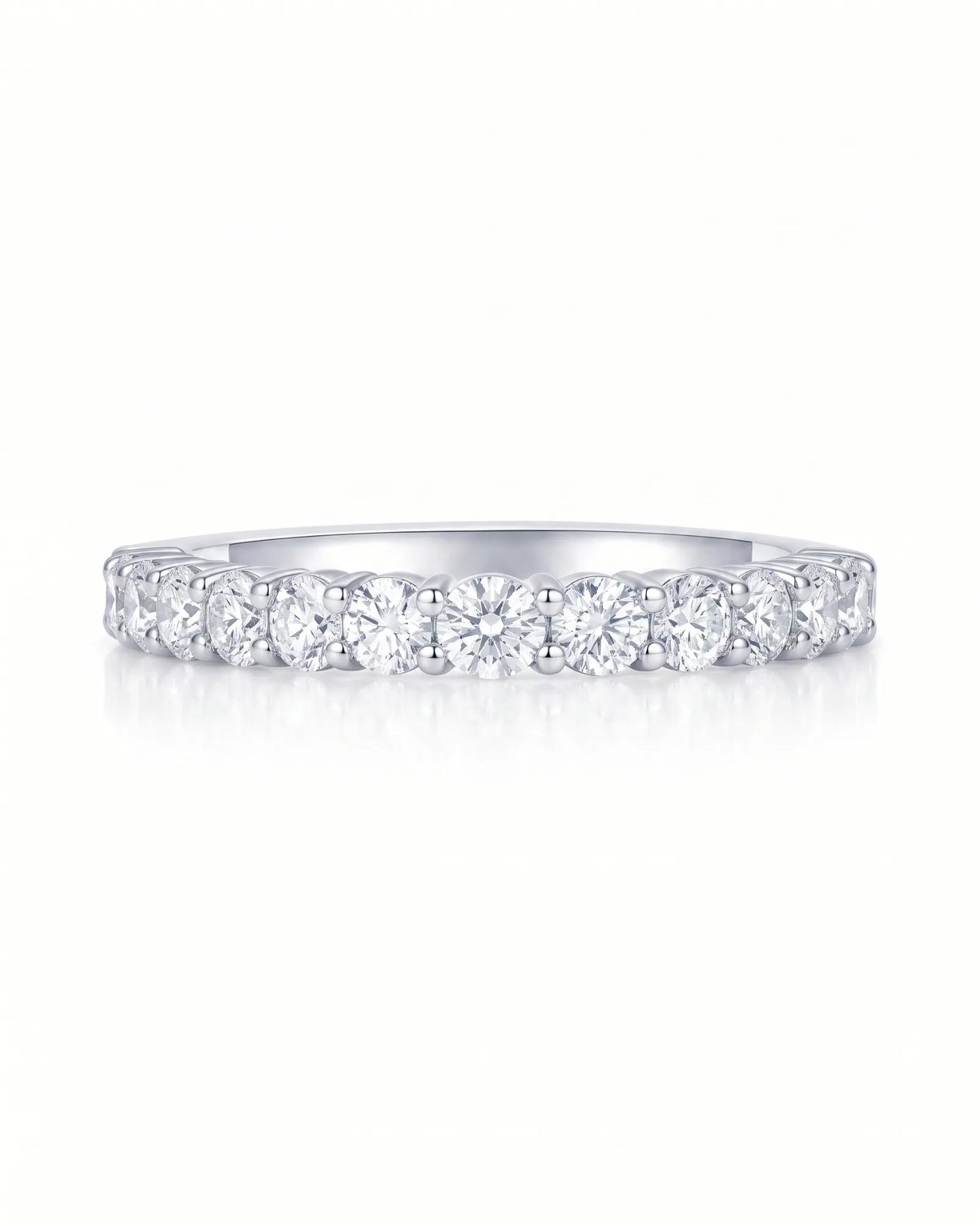 Round Diamond Half Eternity Band in White Gold