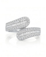 Baguette and Round Diamond Band in White Gold