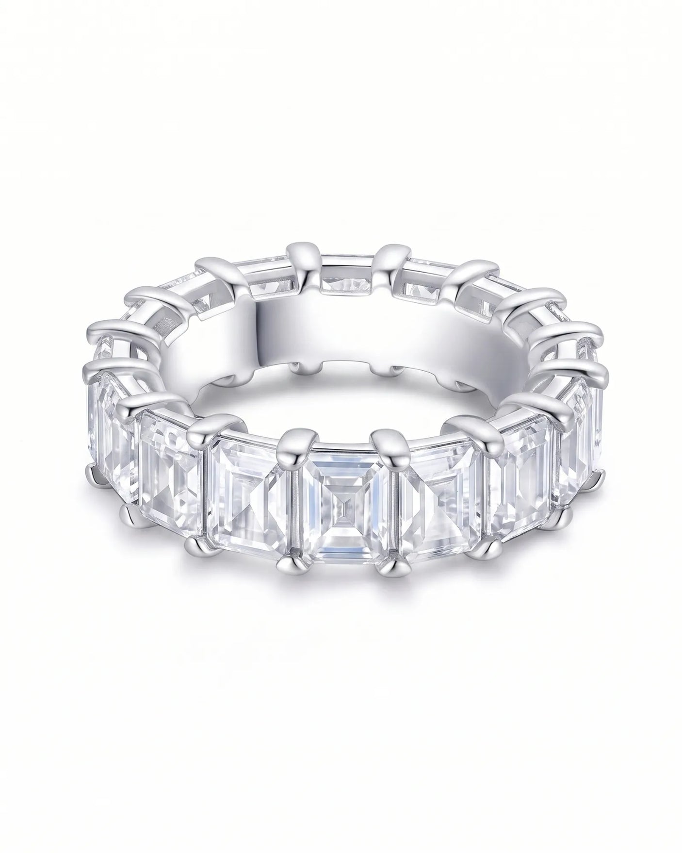 Emerald Cut Eternity Band in White Gold