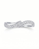 Wavy Diamond Half Eternity Wedding Band — 18K White Gold — View 3