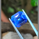 High End Rare Unheated Sapphire, Emerald Cut | Cornflower Blue Gemstone with GRS Certificate | Saratti Jewelry 