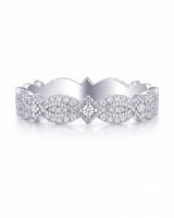Art Nouveu Wedding Band with Diamonds in White Gold