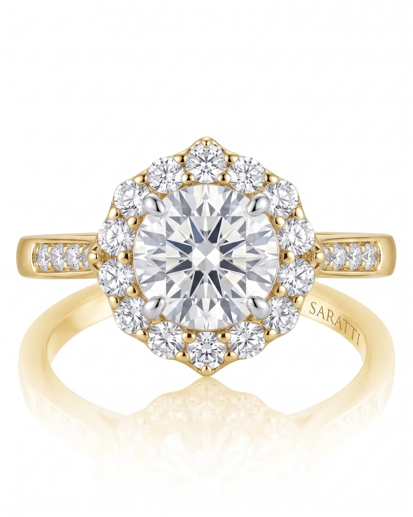 Alaya – Heavenly Harmony Natural Round Diamond Halo Engagement Ring