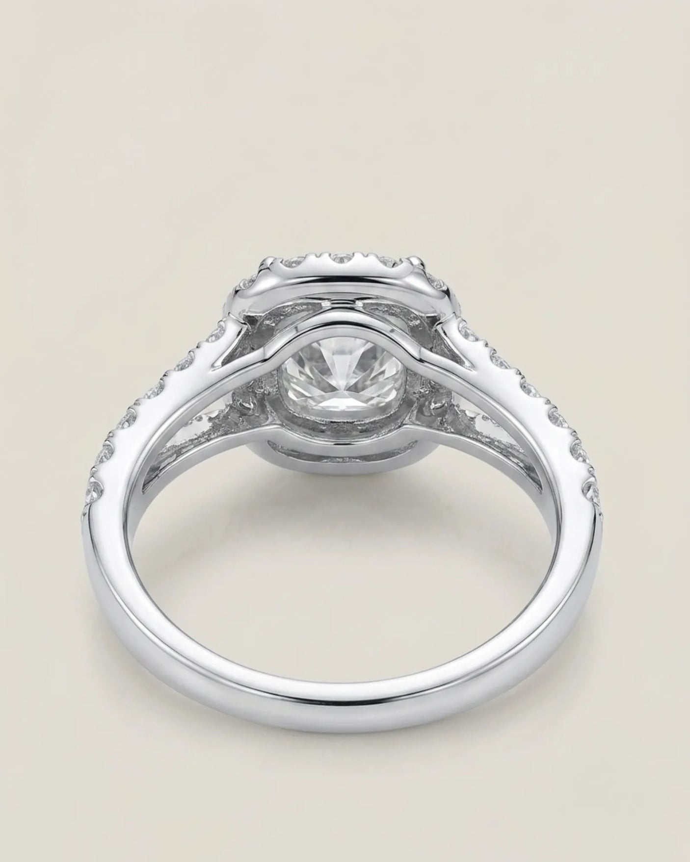 Erica • 2-carat Cushion Moissanite Ring in White Gold