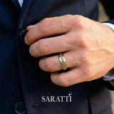 Vintage mens wedding band worn on hand in 18K yellow and white gold | SARATTI