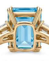 Emerald Cut Aquamarine Three Stone Ring