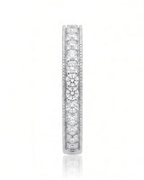 Milgrain Wedding Band with Diamonds in White Gold