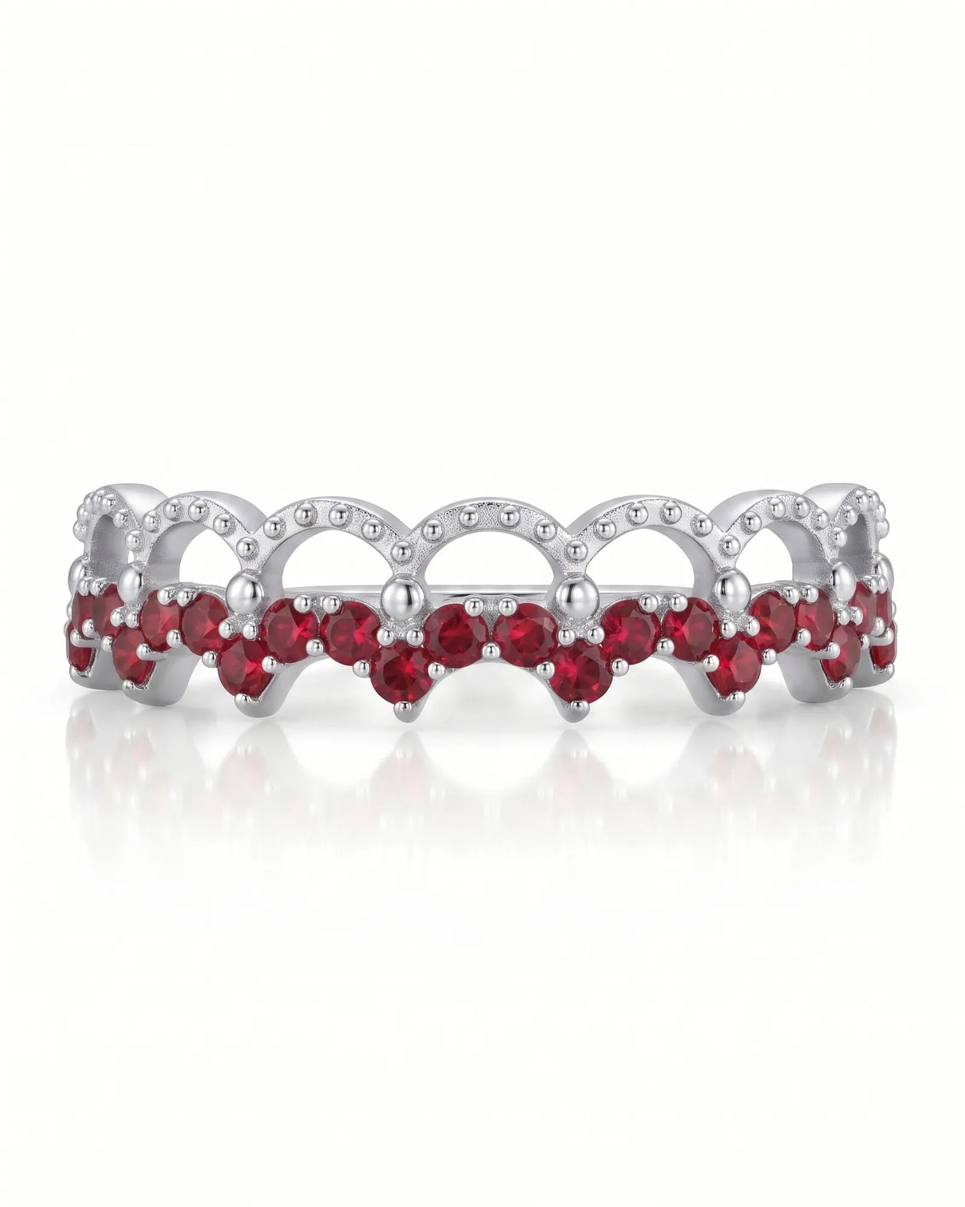 The Ember Tiara- Red Diamond Vintage-Inspired Yellow Gold Band